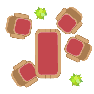 illustration of a small patio conversation set