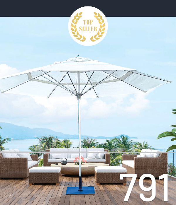 791 Market Umbrella in White with a "top seller" decoration on the image