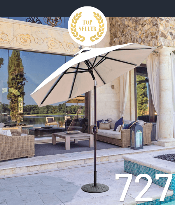 727 Market Umbrella in White with a "top seller" decoration on the image